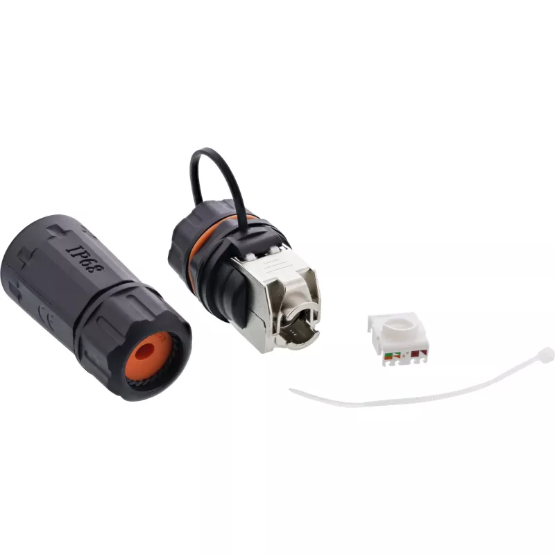 InLine Cat.6A Kupplungsset, wasserdicht IP68, 2x RJ45 F/F, 1:1
