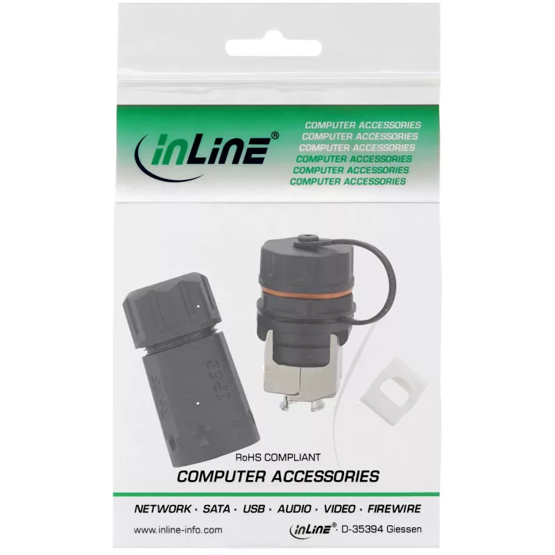 InLine Cat.6A Kupplungsset, wasserdicht IP68, 2x RJ45 F/F, 1:1
