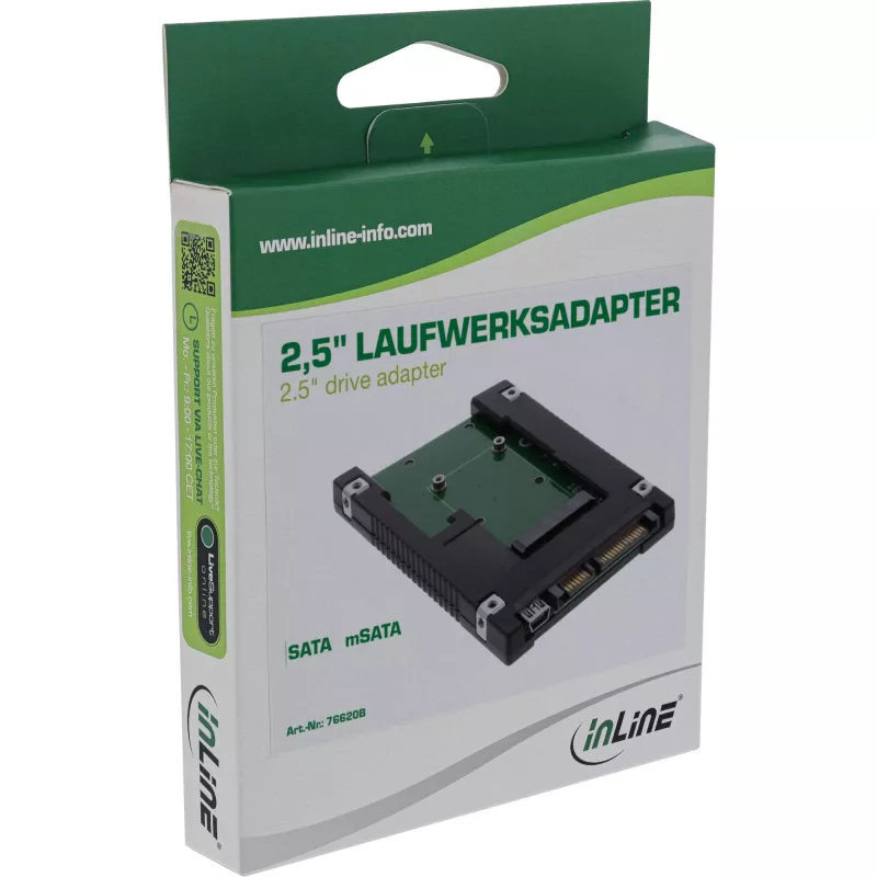 InLine Drive Adapter 2,5 Zoll SATA auf mSATA SSD 76620B Schwarz