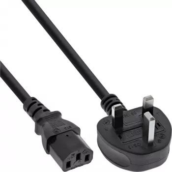 InLine Netzkabel England Stecker / 3pol. IEC C13 Buchse, 2m, 2 m, IEC C13, H05VV-F