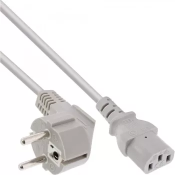 InLine Netzkabel, CEE 7/7 gewinkelt / 3-polig IEC C13 Stecker, grau, 1,5 m