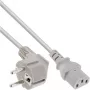 InLine Netzkabel, CEE 7/7 gewinkelt / 3-polig IEC C13 Stecker, grau, 1,5 m
