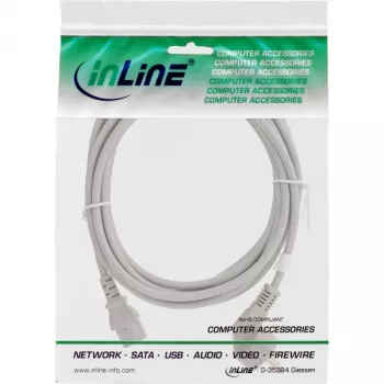 InLine Netzkabel, CEE 7/7 gewinkelt / 3-polig IEC C13 Stecker, grau, 1,5 m