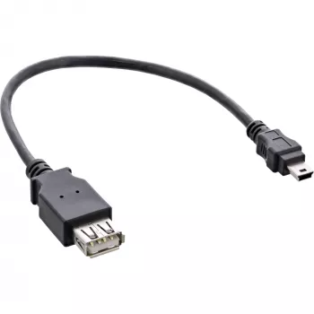 InLine USB 2.0-Kabel, Buchse A / Mini-5-Pin-Stecker, 0,2 m, 0,2 m, Mini-USB B, USB A, USB 2.0, Stecker/Buchse, Schwarz