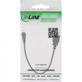 InLine USB 2.0-Kabel, Buchse A / Mini-5-Pin-Stecker, 0,2 m, 0,2 m, Mini-USB B, USB A, USB 2.0, Stecker/Buchse, Schwarz