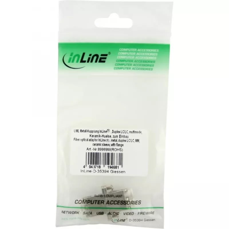 InLine Glasfaser-Adapter Metall Duplex LC/LC MM Keramikhülse mit Flansch 89989M