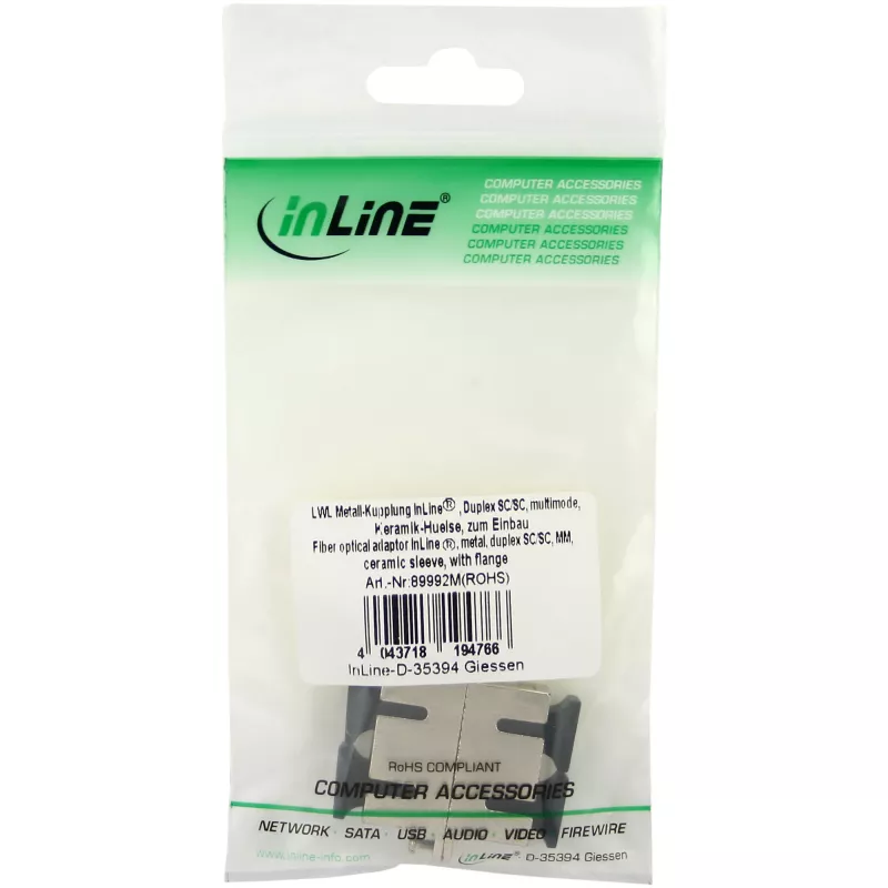 InLine Glasfaser-Metalladapter Duplex SC/SC MM Keramikhülse mit Flansch