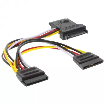 InLine Internes SATA-Stromkabel SATA-Stecker/Buchse auf 2x SATA-Stecker 0,15 m
