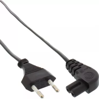 InLine Stromkabel, Eurostecker / Euro8-Stecker gewinkelt, schwarz, 2 m
