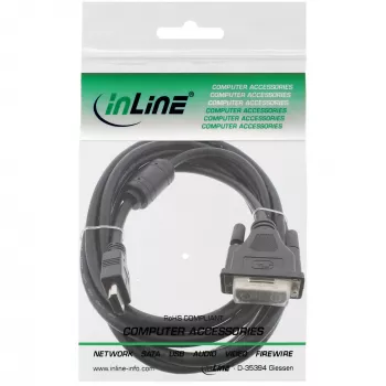 InLine HDMI-DVI Kabel 19 Pin Stecker / 18+1 Stecker + Ferritkern schwarz 3 m
