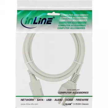 InLine Netzkabel, CEE 7/7 gerade / 3-polig IEC C13 Stecker, grau, 1,5m