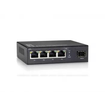 LevelOne 5-Port Gigabit Switch, 1 x SFP, Unmanaged, Gigabit Ethernet (10/100/1000), Vollduplex, Wandmontage möglich