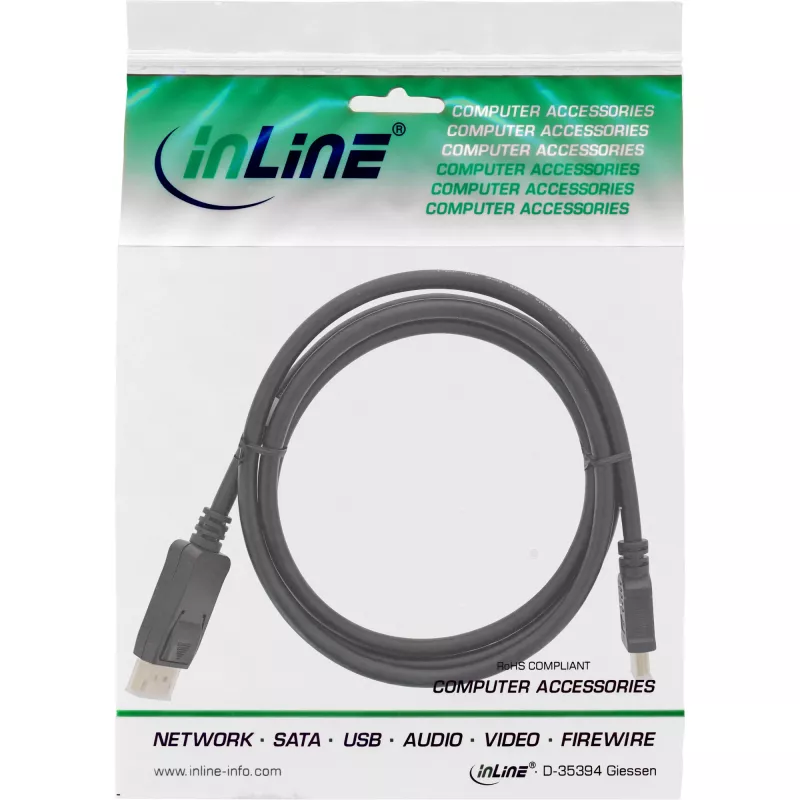 InLine DisplayPort auf HDMI Konverterkabel schwarz 10 m