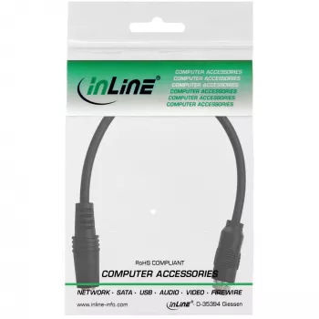 InLine Audio-Adapterkabel, 3,5-mm-Stereo-Buchse auf Buchse, mit einem Mantel, 0,2 m