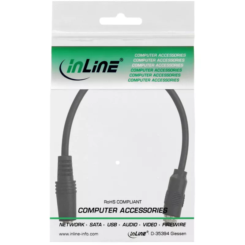 InLine Audio-Adapterkabel, 3,5-mm-Stereo-Buchse auf Buchse, mit einem Mantel, 0,2 m