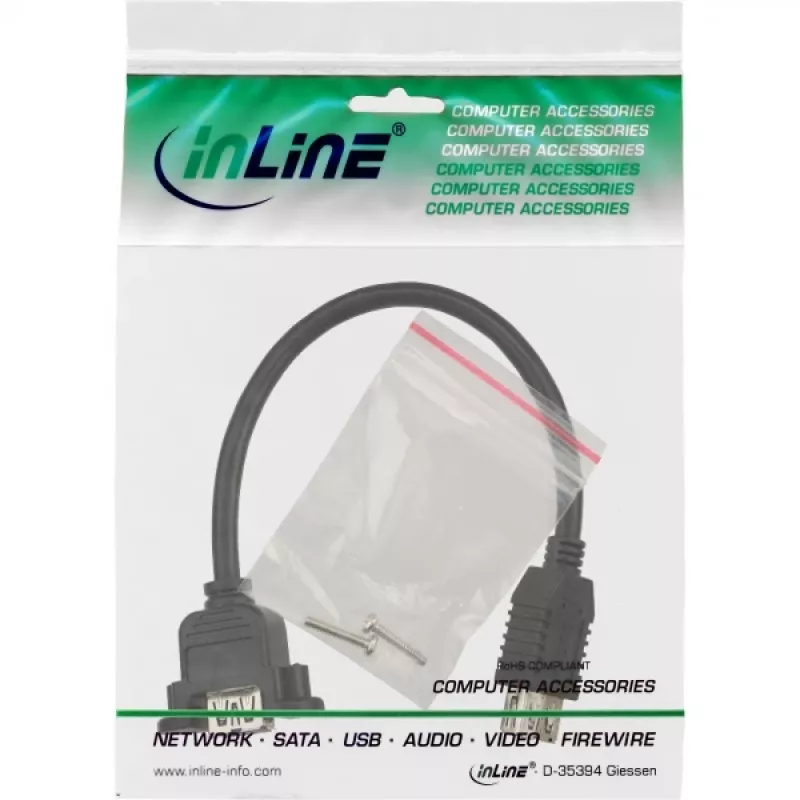 InLine USB 3.0 Adapterkabel Typ A Buchse / Chassis-Steckverbinder Typ A, 0,20m