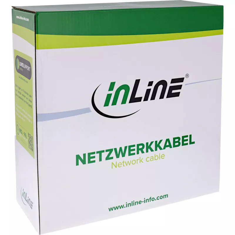 InLine Patchkabel S/FTP PiMF Cat.6A halogenfrei 500 MHz weiß 100 m