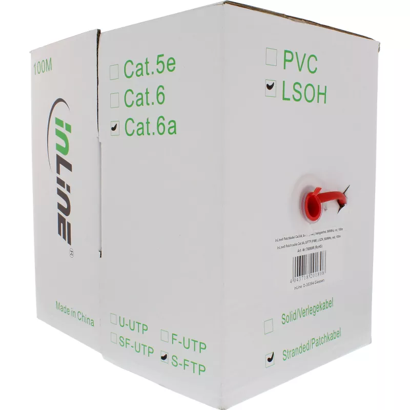 InLine Patchkabel S/FTP PiMF Cat.6A halogenfrei 500MHz rot 100m