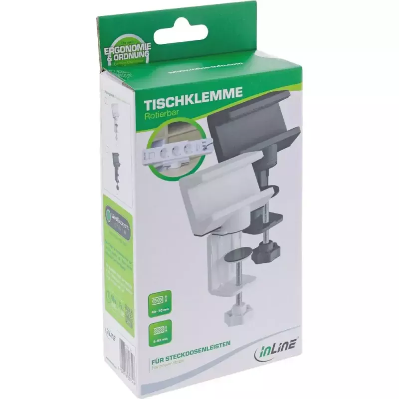 Steckdosenleistenhalter InLine 23193B drehbarer Schraubklemmhalter schwarz
