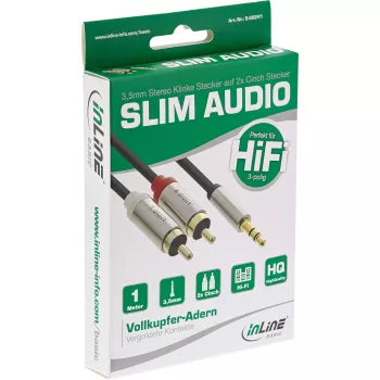 Audiokabel 3,5 mm Stecker auf 2x Cinch-Stecker InLine Basic schlank S-99241