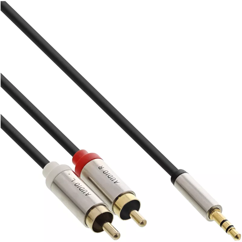 Audiokabel 3,5 mm Stecker auf 2x Cinch-Stecker InLine Basic schlank S-99241
