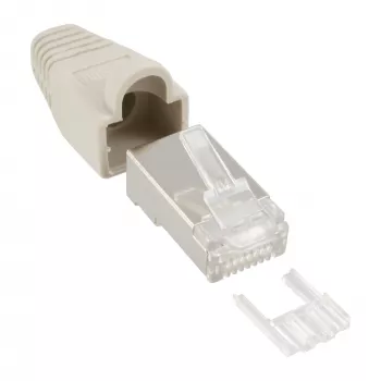 InLine Crimp-Verbinder RJ45 8P8C geschirmt mit Einfädelhilfe und Knickschutz 100 Stück