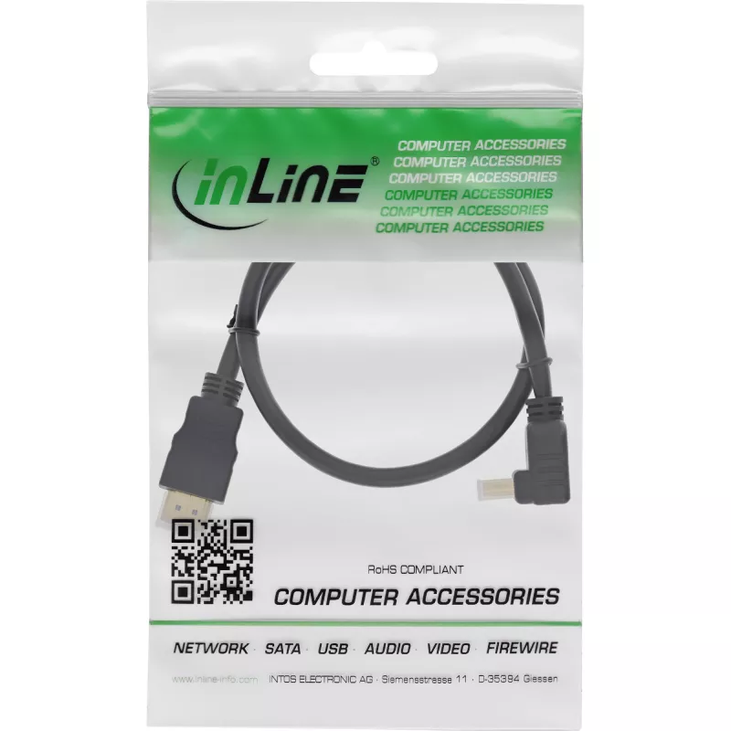 HDMI-Kabel InLine 17055V 0,5m abgewinkelt High Speed mit Ethernet