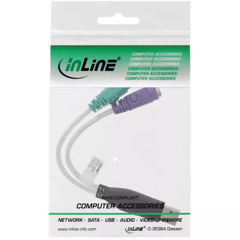 InLine USB-auf-PS/2-Konverter USB Typ A Stecker / 2x PS/2 Buchse