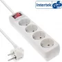 InLine Steckdosenleiste, 4-fach Schutzkontakt CEE 7/3, mit Schalter, weiß, 1,5 m