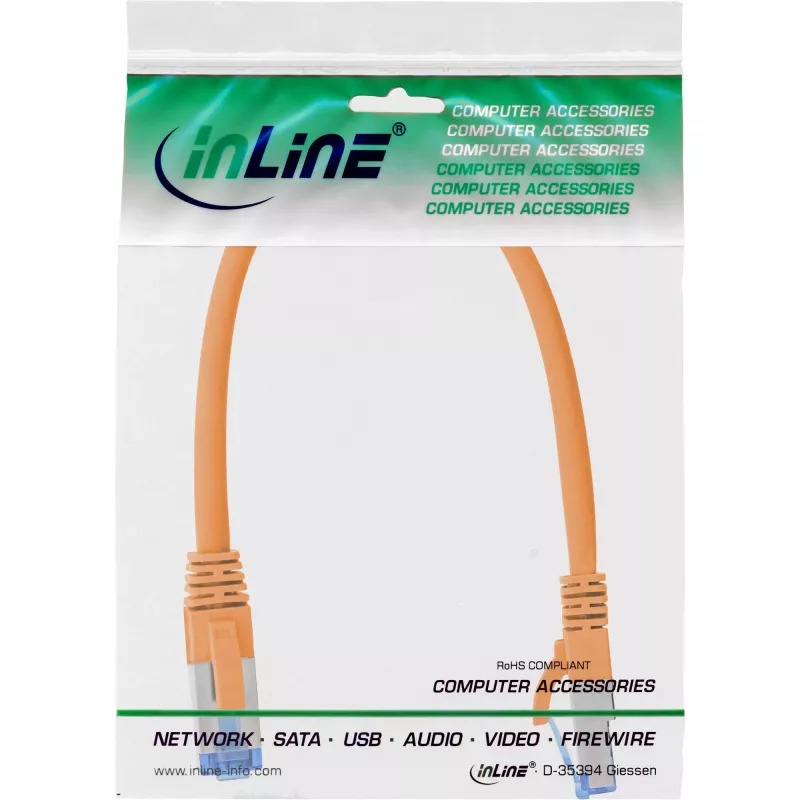 InLine Patchkabel S/FTP PiMF Cat.6A halogenfrei 500MHz orange 0,25m