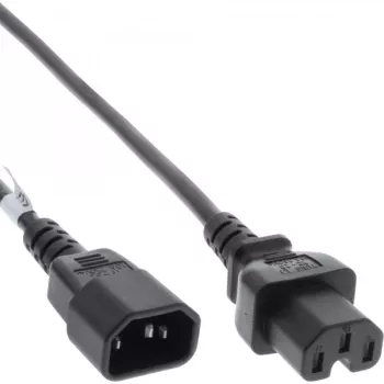 InLine Netzkabel-Verlängerung, Heißgeräteanschluss IEC-C15/IEC-C14 gerade, 2m