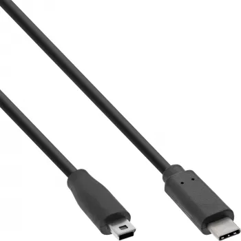 InLine USB 2.0 Kabel, USB-C Stecker / Mini-B Stecker (5polig), schwarz, 2m