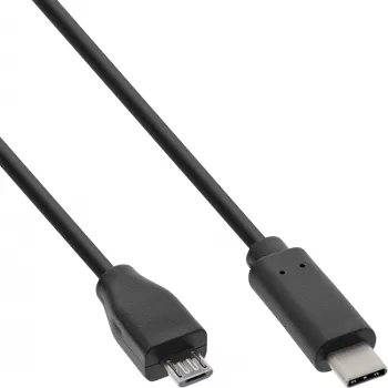 InLine USB 2.0 Kabel, USB-C Stecker / Micro-B Stecker, schwarz, 2m