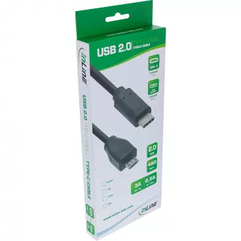 InLine USB 2.0 Kabel, USB-C Stecker / Micro-B Stecker, schwarz, 1m