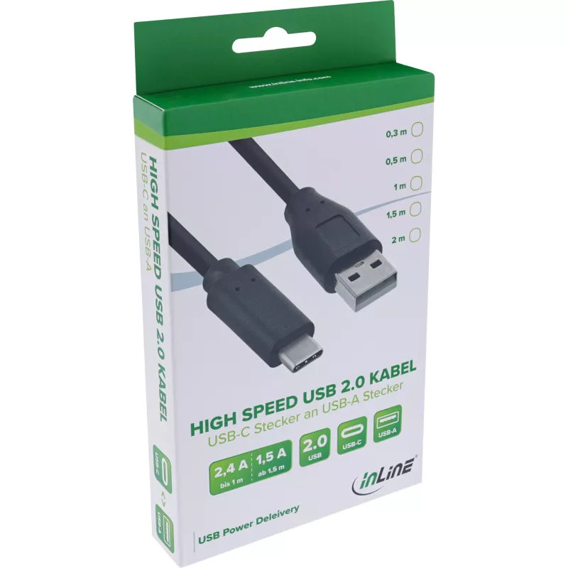 USB 2.0 Kabel InLine 35732 USB-C Stecker USB-A Stecker schwarz 2m