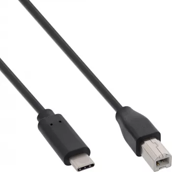 InLine USB 2.0 Kabel, USB-C Stecker / USB-B Stecker, schwarz, 0,5 m