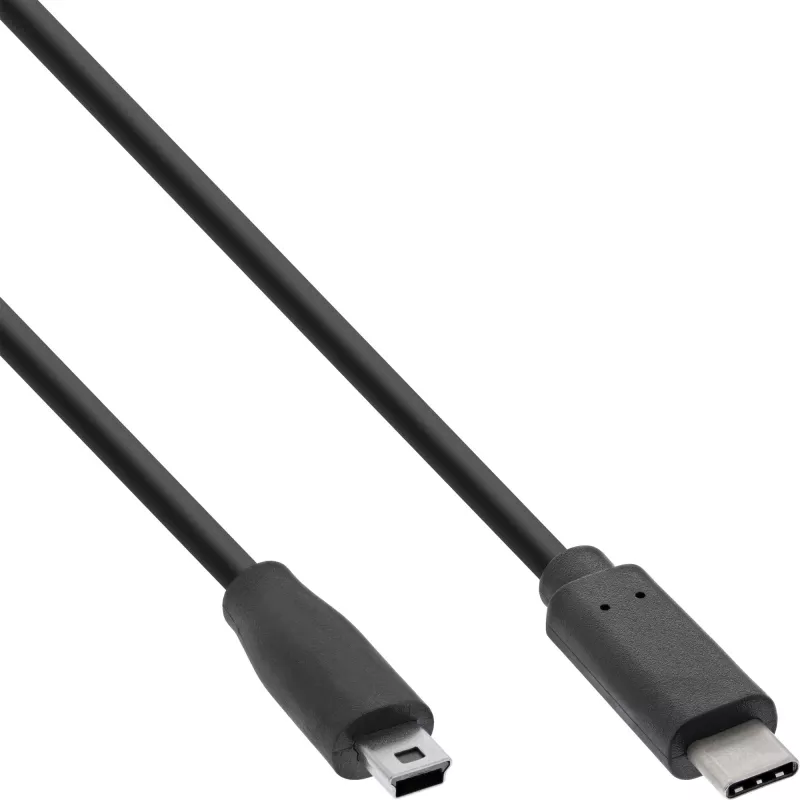 InLine USB 2.0 Kabel, USB-C Stecker / Mini-B Stecker (5pin), schwarz, 5m