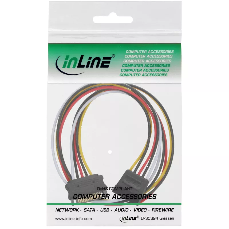 SATA Stromverlängerungskabel Stecker/Buchse 0,50 m InLine 29651B