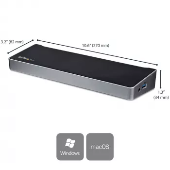 StarTech.com 4K USB-C Dock, Triple-UHD-4K-Monitor-Dockingstation, Mac & Windows, USB-C auf HDMI & DisplayPort, 60W Power Delivery, 5x USB 5Gbit/s Hub – TAA