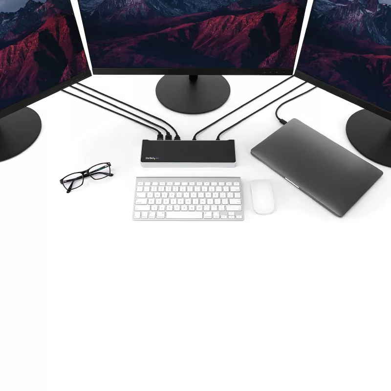 StarTech.com 4K USB-C Dock, Triple-UHD-4K-Monitor-Dockingstation, Mac & Windows, USB-C auf HDMI & DisplayPort, 60W Power Delivery, 5x USB 5Gbit/s Hub – TAA