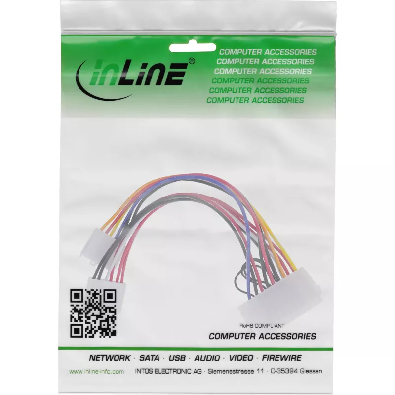 InLine ATX-Stromadapterkabel / Klassischer P8/P9-AT-Mainboard-Anschluss 0,20 m