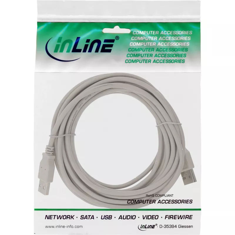 USB 2.0 Kabel Typ A Stecker/Stecker beige 5m InLine 34350H