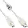 USB 2.0 Kabel Typ A Stecker / B Stecker transparent Ferritkern 0,5m InLine 34505