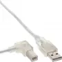 InLine USB 2.0 Kabel links abgewinkelt Typ A Stecker / B Stecker transparent 2m