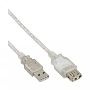 USB 2.0 Verlängerungskabel Typ A M/F InLine 34605 5m Transparent