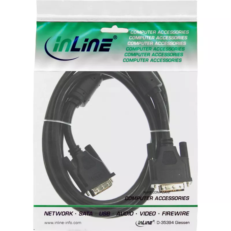 DVI-I-Kabel 24+5 M/M Dual Link InLine 17791 1,8 m