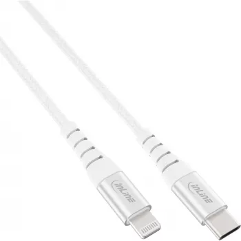 InLine USB-C Lightning Kabel, für iPad, iPhone, iPod, Silber/Aluminium, 2 m