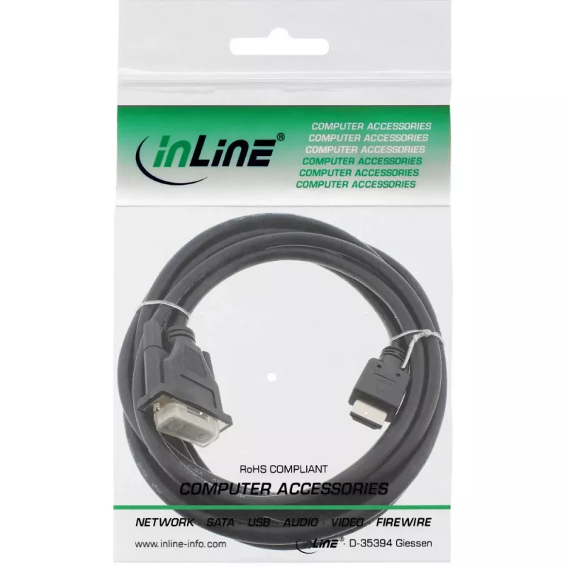 InLine HDMI-DVI-Kabel HDMI Stecker / DVI Stecker 18+1 schwarz 3 m