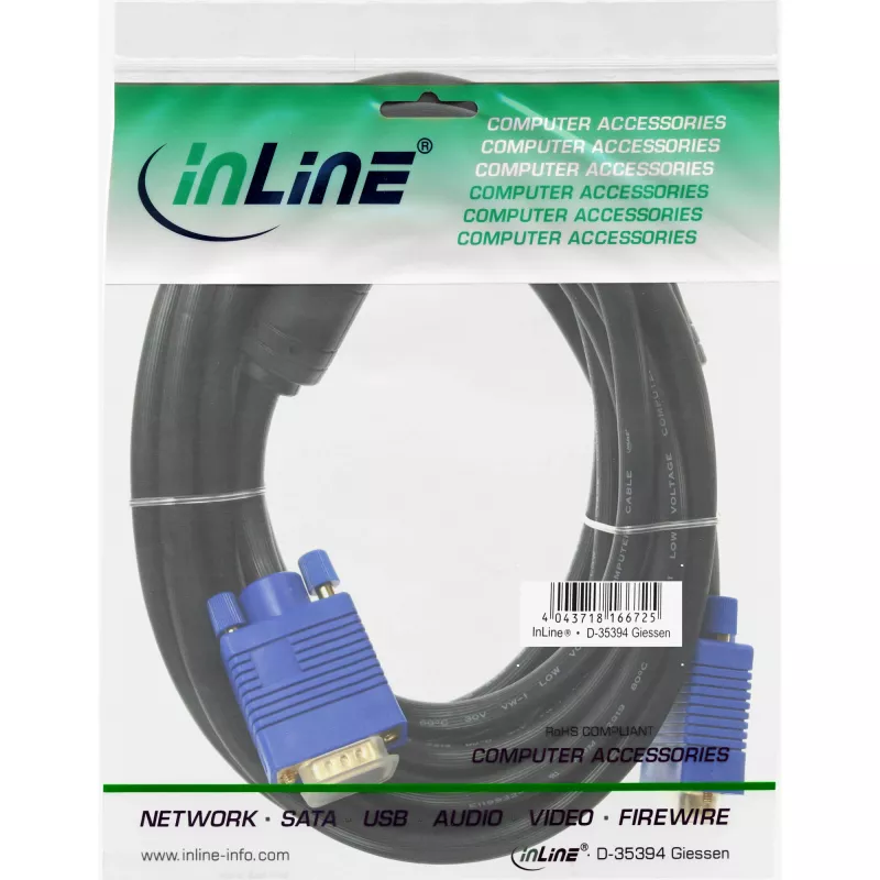 InLine S-VGA-Kabel Premium 15HD Stecker/Stecker schwarz 1m