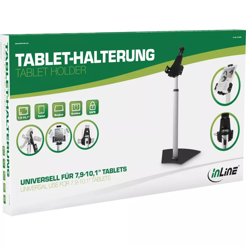 InLine Tablet-Halterung Aluminium abschließbar universell verwendbar für 7,9 Zoll - 10,1 Zoll
